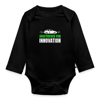 Hybrid Auto ANGETRIEBEN VON INNOVATION LUSTIG - Baby Bio-Langarm-Body - Schwarz - Vorne