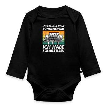 Solar BRAUCHE KEINE SONNENCREME HABE SOLARZELLEN - Baby Bio-Langarm-Body - Schwarz - Vorne