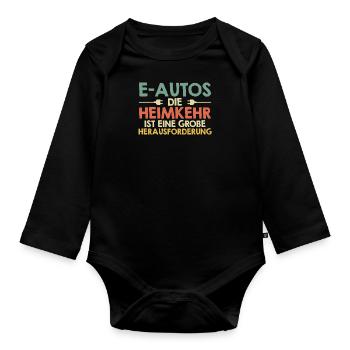 Verbrenner E-AUTOS HEIMKEHR IST HERAUSFORDERUNG - Baby Bio-Langarm-Body - Schwarz - Vorne