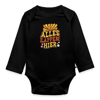 Malle ALLES LAPPEN HIER Retro Lustig - Baby Bio-Langarm-Body - Schwarz - Vorne