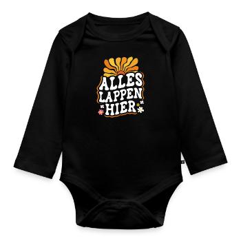 Malle ALLES LAPPEN HIER Retro Lustig - Baby Bio-Langarm-Body - Schwarz - Vorne