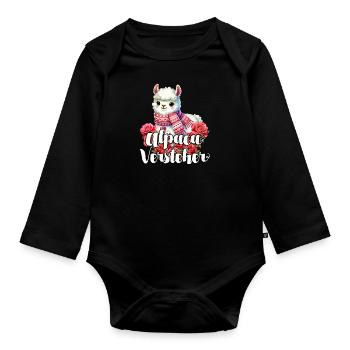 Alpaka Fan ALPAKA VERSTEHER Retro Lustig - Baby Bio-Langarm-Body - Schwarz - Vorne