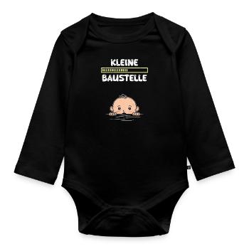 Bald Mama KLEINE BAUSTELLE Baby Kommt Lustiges - Baby Bio-Langarm-Body - Schwarz - Vorne