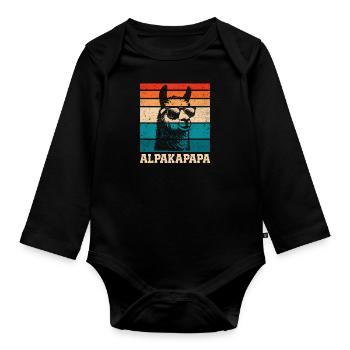 Werdender Vater ALPAKAPAPA Retro Lustig - Baby Bio-Langarm-Body - Schwarz - Vorne