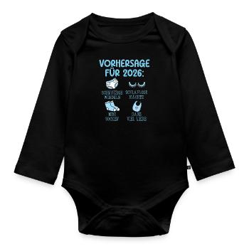 Werdende Mutter 2026 VORHERSAGE Lustiges - Baby Bio-Langarm-Body - Schwarz - Vorne