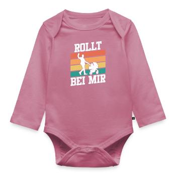Werdender Vater ROLLT BEI MIR Lustiges - Baby Bio-Langarm-Body - Mauve - Vorne