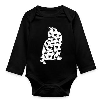 Katze Katze Katze Katze Katze Katze Katze Mieze - Baby Bio-Langarm-Body - Schwarz - Vorne
