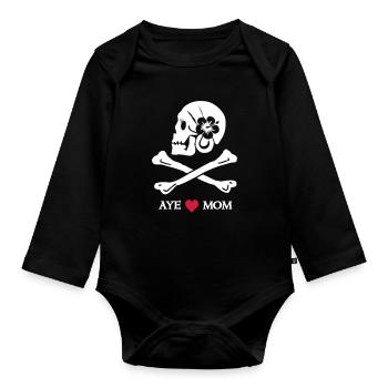 Oui maman d'amour - Body Bébé bio manches longues - noir - Devant