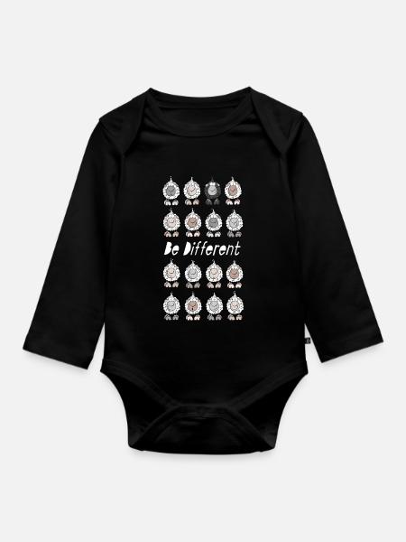 Be Different Schafe - Baby Bio-Langarm-Body - Schwarz
