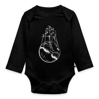 world hand earth puppet player Puppenspieler - Baby Bio-Langarm-Body - Schwarz - Vorne