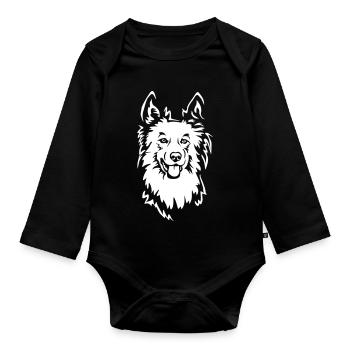 Harzer Fuchs Head "Black Edition" - Organic Longsleeve Baby Bodysuit - black - Front