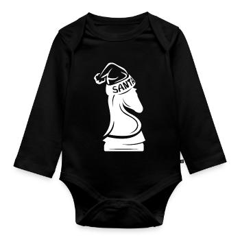 Chess Chess Rook Cheval de Noël XMAS Icône - Body Bébé bio manches longues - noir - Devant