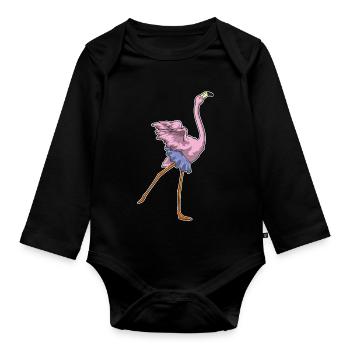 Danse ballerine de ballerine flamant rose - Body Bébé bio manches longues - noir - Devant