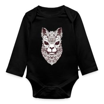 Masque de chat fascinant au design tribal - Body Bébé bio manches longues - noir - Devant