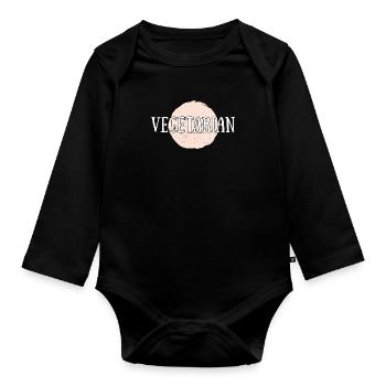 Rettich Gemüse Schlagzeug Salat Vegan Veganer - Baby Bio-Langarm-Body - Schwarz - Vorne
