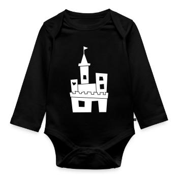 Château de sable Château Château Seigneur du Château Conte de fées Enfants Décoration - Body Bébé bio manches longues - noir - Devant