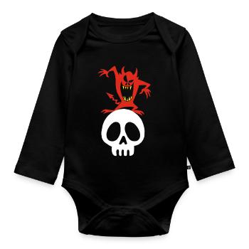 Skull and demon - Organic Longsleeve Baby Bodysuit - black - Front
