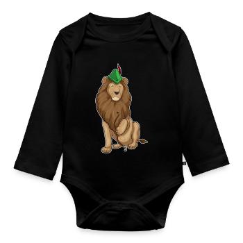Lion Archer Bow - Organic Longsleeve Baby Bodysuit - black - Front