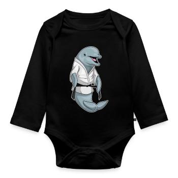 Arts martiaux de Karate Dauphin - Body Bébé bio manches longues - noir - Devant
