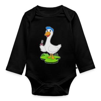 Ente Friseur Schere - Baby Bio-Langarm-Body - Schwarz - Vorne