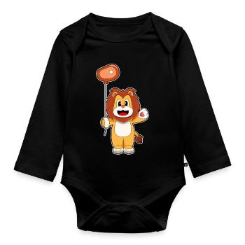 Ballon Lion - Body Bébé bio manches longues - noir - Devant