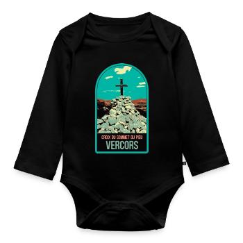 Cross of the Summit of the Pieu, Vercors: Sacred Nature - Organic Longsleeve Baby Bodysuit - black - Front