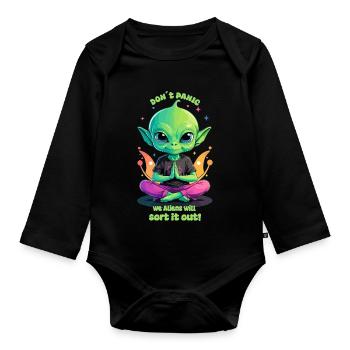 Cute Alien Regulates this ! - Organic Longsleeve Baby Bodysuit - black - Front
