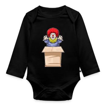 Clown Halloween Cardboard - Organic Longsleeve Baby Bodysuit - black - Front