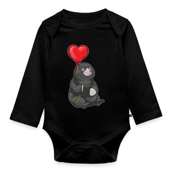 Ballon Taupe - Body Bébé bio manches longues - noir - Devant