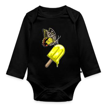 Popsicles papillon - Body Bébé bio manches longues - noir - Devant