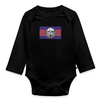 Cambodia Holidays Khmer Asia Flag Travel - Organic Longsleeve Baby Bodysuit - black - Front