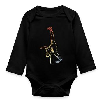 B-Boy Vintage Look - Organic Longsleeve Baby Bodysuit - black - Front