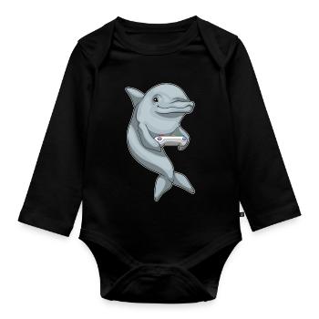 Dolphin Gamer Controller - Organic Longsleeve Baby Bodysuit - black - Front