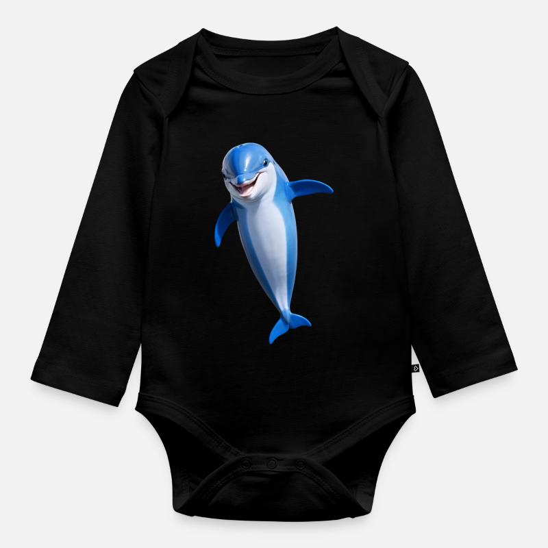 Dauphin joyeux - Body Bébé bio manches longues - noir