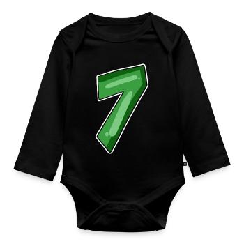 Zahl 7 Nummer - Baby Bio-Langarm-Body - Schwarz - Vorne