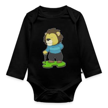 Leo Pensioner Walking Stick - Organic Longsleeve Baby Bodysuit - black - Front