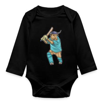 Bull Cricket Batte de cricket - Body Bébé bio manches longues - noir - Devant