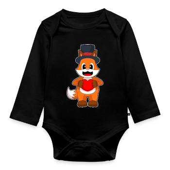 Fuchs Bräutigam Herz Hochzeit - Baby Bio-Langarm-Body - Schwarz - Vorne
