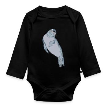 Seal seal - Organic Longsleeve Baby Bodysuit - black - Front