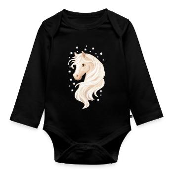 Pferd mit Sternen - Baby Bio-Langarm-Body - Schwarz - Vorne