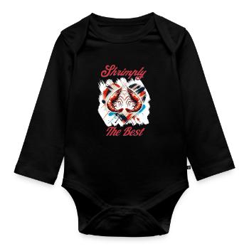 Shrimply the best word game - Organic Longsleeve Baby Bodysuit - black - Front