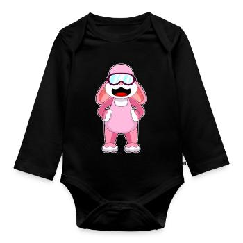 Hase Schwimmen Schwimmbrille Sommer - Baby Bio-Langarm-Body - Schwarz - Vorne