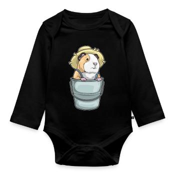 Guinea pig farmer bucket farm - Organic Longsleeve Baby Bodysuit - black - Front