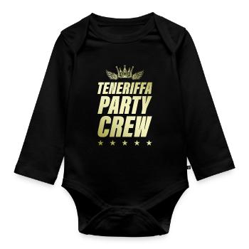 Tenerife Party Crew Gold - Organic Longsleeve Baby Bodysuit - black - Front