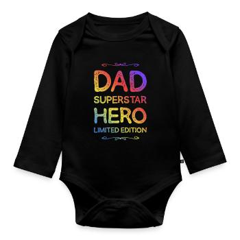 Best Dad Hero Dad Dad - Organic Longsleeve Baby Bodysuit - black - Front