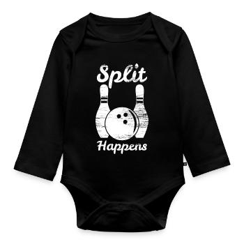 Bowling Split - Body Bébé bio manches longues - noir - Devant