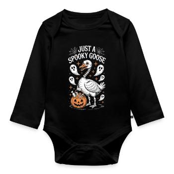 Nur eine gruselige Gans Halloween - Baby Bio-Langarm-Body - Schwarz - Vorne