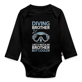 Diving Saying Brother Funny Diving Gift - Organic Longsleeve Baby Bodysuit - black - Front