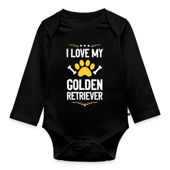 Ich liebe meinen Golden Retriever - Baby Bio-Langarm-Body - Schwarz - Vorne