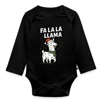 Fa La La Llama Noël en famille - Body Bébé bio manches longues - noir - Devant